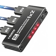 8K HDMI Splitter 1x2 1080p 240Hz Display Adapter 4K 120Hz  1 in 2 Out  Video Converter for PS5 Lapto