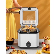 「Good Quality」Deep Fryer Household Large Capacity Quality Fryer Fried Fritters Fried Chicken French Fries Electric Brake Snack Stove