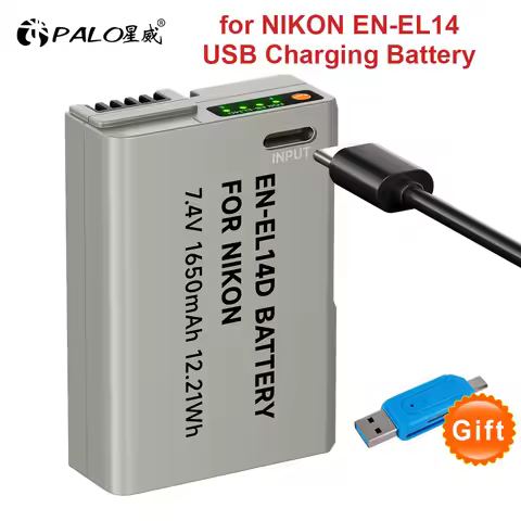 PALO EN-EL14 EN-EL14a ENEL14 EN EL14 EL14a USB Rechargeable Battery for NIKON D3100 D3200 D3300 D510