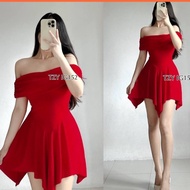 Urban Style Cyrill Off Shoulder Ruched Dress Cotton Knitted Fabric