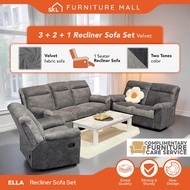 🔥🔥1R+2+3 FULL SET RM1899 ONLY🔥🔥 SKL Furniture ELLA Recliner Sofa Set 1+2+3 Velvet Fabric Sofa Lounge