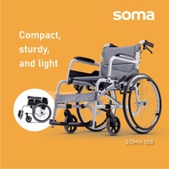 Soma105_F22/F16 Standard Aluminum Wheelchair Wheel chair Kerusi Roda Travel Foldable Portable Strong