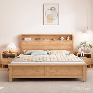 1.5m White Wax Wood Modern with Wooden Bed Bunk Bed Master Bed Hostel Real 1m Nordic Bed Storage Bed