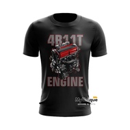 MyUnique 4B11T EVO 10 Engine Custom Print T-shirt (Black)