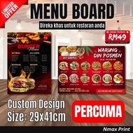 Papan Menu Makanan / Menu Board A3 Size - Free Design Editable