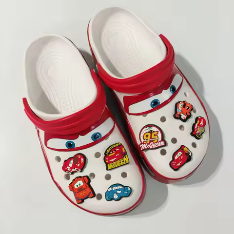 Croc-Style Clogs Slide Sandals Disney Cars McQueen with shoe charms Non-Slip Breathable Beach Shoes 