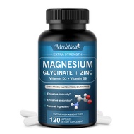 Magnesium Glycinate 500mg Capsules with Zinc Vitamin D3 &amp; B6 - Promotes Nerve Bowel Relaxation Function - 60 Vegan Capsules for Women &amp; Men