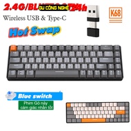 Bàn Phím Không Dây Bluetooth Ziyou K68-K68BT Phím Cơ Red Switch- Blue Switch Giảm Ồn Gõ Cực Thích Hỗ