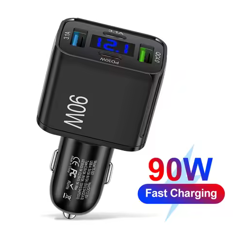 2USB 2PD 90W Car Charger Fast Charging PD USB Type C Adapter Mobile Phone Adapter For iPhone Samsung