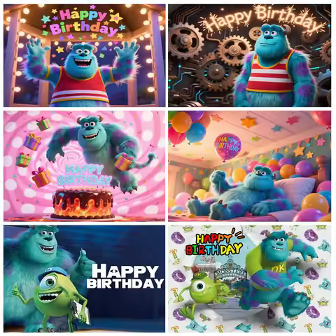 Disney Monsters Inc Birthday Party Decor Background Cartoon Backdrop Banner Baby Shower Supplies Pho