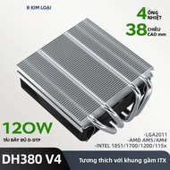 METALFISH DH380 Bộ Làm Mát CPU Cấu Hình Thấp Chiều Cao 38mm 4 Heatpipe Quạt 92mm Cho Nền Tảng Nhỏ Gọ