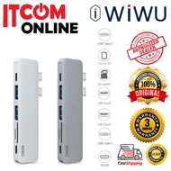 WIWU 7 IN 1 DUAL TYPE-C TO HDMI/2-USB3.0/TYPE-C/CARD READER/PD (T8) GREY DISPLAY ADAPTER