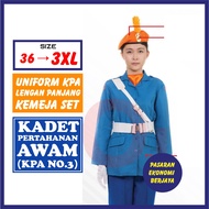 BAJU UNIFORM KPA NO.3 LENGAN PANJANG BAJU KEMEJA BIRU MUDA KADET PERTAHANAN AWAM UNISEX KEMEJA PERSA