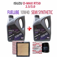 ISUZU D-MAX RT50 2.5 / 3.0  OIL FILTER + AIR FILTER + 2can FUELUBE 10W40 SEMI  SYNTHETIC  ENGINE OIL