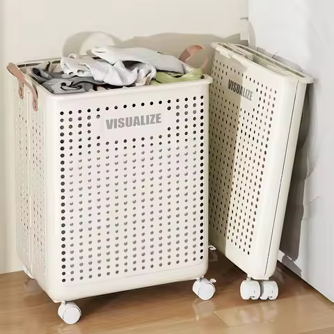 Multifunctional Folding Laundry Basket with Wheels Clothes Storage Basket Large Capacity Laundry Bas