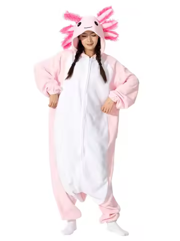 Halloween Onesie Cartoon Axolotl Pajama For Adult Kids Women Men Animal Kigurumis Pyjamas Homewear C