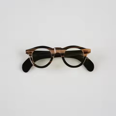 Eyeglass Frames Unique Owl Stripes Vintage Handmade Natural Horn Prescription Women's Man Glasses Fr