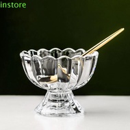 INSTORE Ice Cream Bowl, Household Transparent Cocktail Glass, Dessert Cup Flowers Shape Thickened Pudding Cups Milkshake