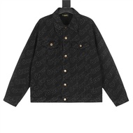 High Street Full Print Street Curtain drew Letter Jeans Men Women Style