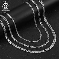 ORSA JEWELS Italian 925 Sterling Silver 2.6mm 3.7mm 5.0mm Flat Mariner Chain Necklace for Women Men 