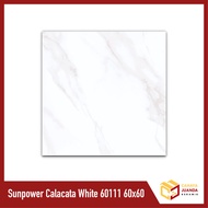 Keramik Lantai Glossy Dasar Putih Sun Power 60111 Calacata White 60x60