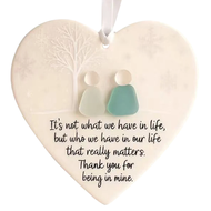 【Big Spade】 Christmas Heart Sea Glass Keepsake Pendant Friendship Ornament Friendship Decor for Best
