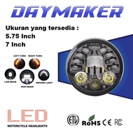 Lampu Utama DAYMAKER COBRA DOT SAE Batok Motor 16 LED 18 LED 575 7 Inch 75 Watt 5 Inci 5.75 Mobil 75
