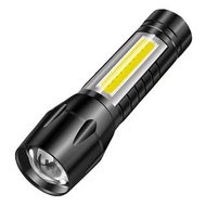 **包郵** LED強光小手電筒 鋁合金迷你電筒 側燈 USB充電 戶外照明