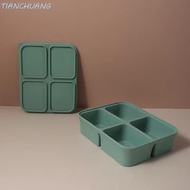 TIANCHUANG Ice Cube Maker, 4/6/12 Grid Squared Shape Ice Cube Mold, Household with Lid Silicone Easy