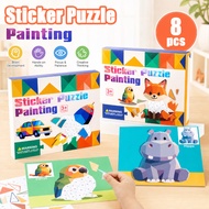 3D Puzzle Sticker Toys 8pcs Kids DIY Handmade Geometric Sticker Early Educational Animal Puzzle Toy