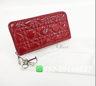 99新✨全港最平 ‼正品任驗 ‼🌈Dior Lady Dior Patent Leather Zip Around Wallet S0204OVRBOVRB_M323  Red 紅色👏現貨 支持陪驗 