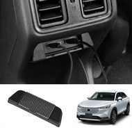 Car Carbon Fiber Rear USB Charger Port Air Outlet Vent Trim Panel Protective Cover for Honda HRV HR-