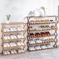 ST/💚Simple Shoe Rack Installation-Free Multi-Layer Foldable Shoe Rack Household Economical Bamboo Shoe Rack Small Flower