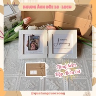 Double photo frame with anniversary love certification, 10x10cm photo frame for tabletop birthday gi
