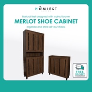 [HOMIEST] MERLOT 2/4 Doors Wooden Shoe Cabinet in Walnut / Natural