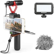 BOYA by-MM1 Phone Camera Shotgun Microphone with LED Light Phone Holder Handheld Phone Mount Video Vlog Recording Kit