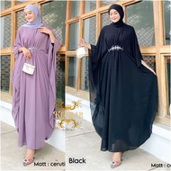 HITAM Kaftan Audy Dress Muslimah matt ceruti babydoll Swarovski Sequins Handmade Black | Ash | Denim