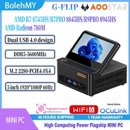AOOSTAR G-FLIP AMD R7 8745HS/R7PRO 8845HS/R9PRO 8945HS DDR5 PCIe4.0 OCulink WiFi6 MINI PC