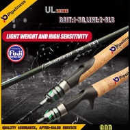 【COD】Pipeliness ชุดคันเบ็ดตกปลาแบบหล่อ/คันเบ็ดแบบหมุนที่นั่งรอก FUJI1.29m FAST Action UL Ultralight 