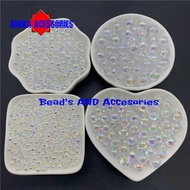 Round GLITTER Beads, Transparent Round Beads, AB Color.