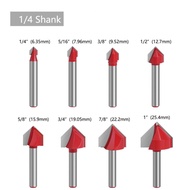MATA Wood Profile Bit Router Bit V Grooving 90° Bit Shank 1/4