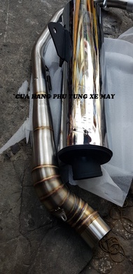 Pô CBR Redleo kèm cổ 2 khúc inox 304 cho xe Ex 135 Ex 150 Raider Fi Satria Dream Wave Sirius Sirius