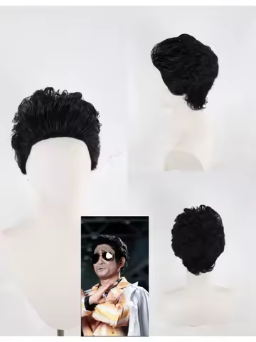 JP Anime Borusarino Kizaru Cosplay Costume Hair Headwear Black Short Styled Halloween Party Wig