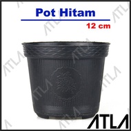 Pot Plastik 12 cm Hitam Bulat Wadah Tanaman Bunga Tanaman Hias 12cm