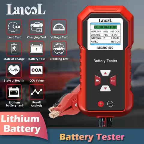 Lancol Micro 500 12V Car Battery Tester 40-3000 CCA Lithium Battery Test Lead Acid Battery Analyzer