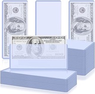 Vmiapxo 50 Pack Hard Plastic Clear Money Holder, 6.8" x 2.9",Waterproof Currency Sleeves Dollar Bill