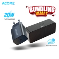 ACOME Bundling Charger Original 20W PD USB-C Fast Charging AC07 + Speaker Bluetooth Super Bass A16 O