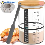 REFINEMENT Sourdough Starter Container, Food Storage Reusable Sourdough Starter Jar Kit,  900ml Heat