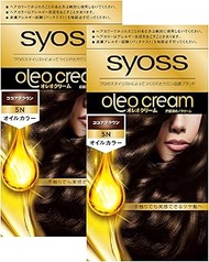 Sios Oleo Cream Hair Dye 5N Cocoa Brown 2 Pack [Quasi Drug] Set (1.7 oz + 1.8 oz (50 g) + 2 Bonus (S
