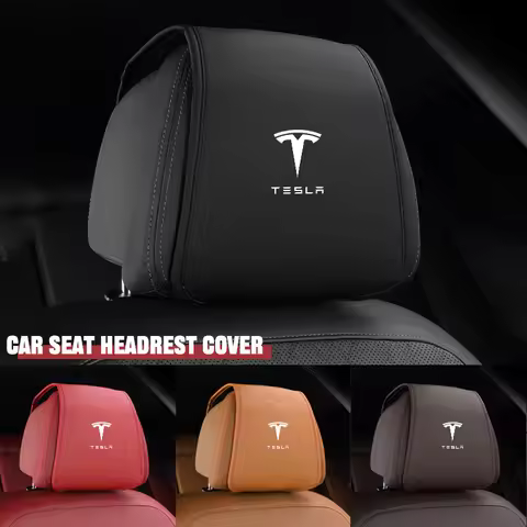 Leather Car Interior Seat Headrest Cover Protector Pad For Tesla Model 3 Model Y Model X Model S P10